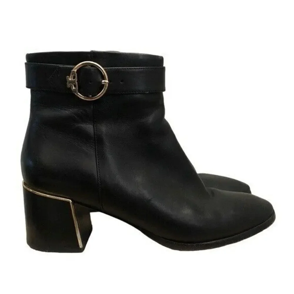 Tory Burch Black Sofia Dress Leather Ankle Bootie 7.5